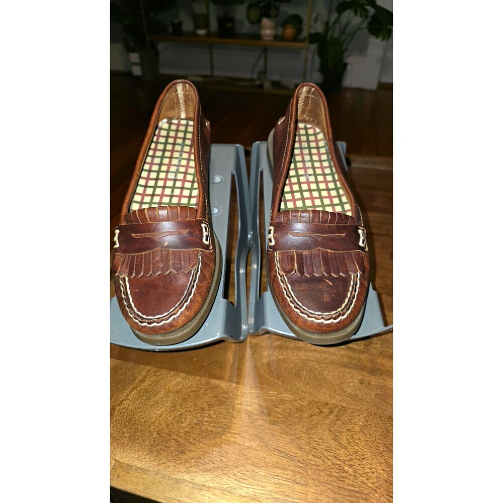 Preppy Sperry Top Sider Shoes Womens Avery Kiltie Loafers Brown Leather 7.5